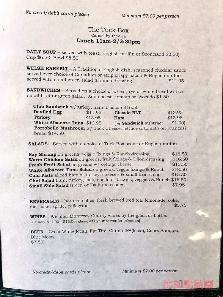Tuck Box Menu