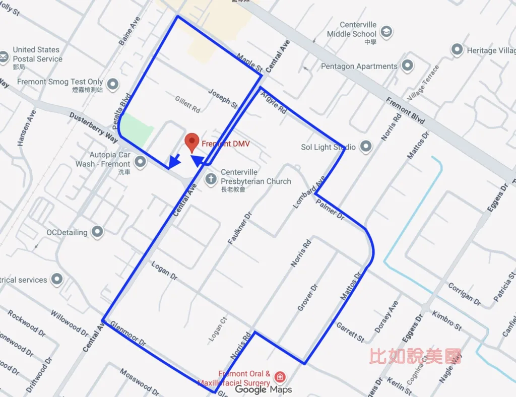 Fremont DMV參考路線
