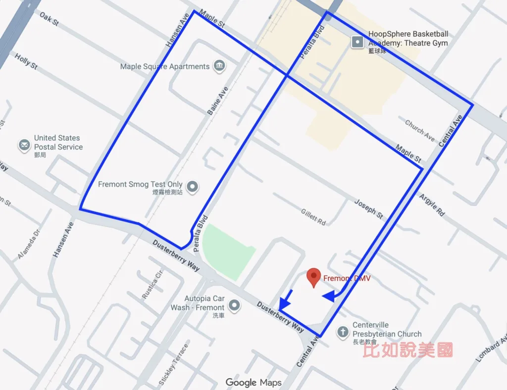 Fremont DMV參考路線